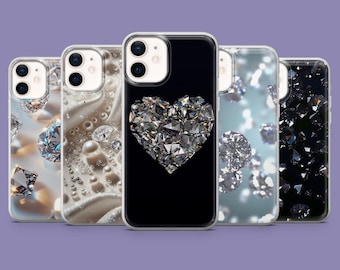 Diamond Phone Case Glossy Cover for iPhone 17, 17Pro, 16, 15, 14, 13, Samsung S25 S24Fe, S23, A16, A56, Pixel 10Pro, 9