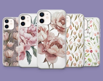 Pink Tulip Floral Phone Case, Elegant TPU Gel Cover