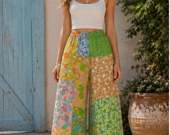 Handmade Pants Repurposed From Vintage Handstitched Quilt Top