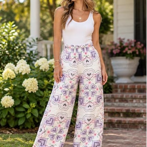 Handmade Vintage Quilted Crossstitched  Pants