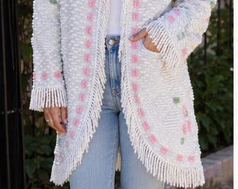 Handmade Fringed Chenille Hooded Jacket
