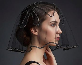 Tocado de velo de novia, tocado romántico de malla para bodas y fiestas de té.