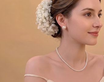 White Blossom Hair Clip Cottagecore Bridal Floral Hair Piece Wedding Accessory