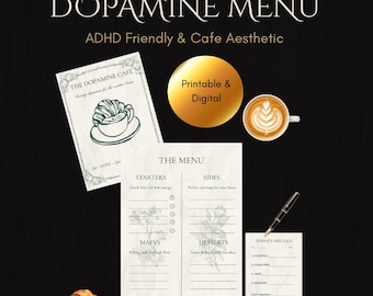 Dopamin Menü PDF | ADHS Kalender Erwachsene | Dopamenu Vorlage | Cafe ästhetik | Sonntagssauce | Checkliste für Selbstfürsorge | Neuroabweichungs-Werkzeug