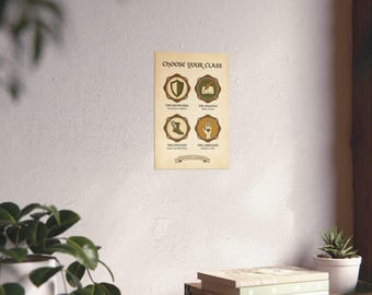 Choose Your Class Poster, RPG Character Select Wall Art, Fantasy Productivity Print, Gamer Room Decor, Motivational RPG Art