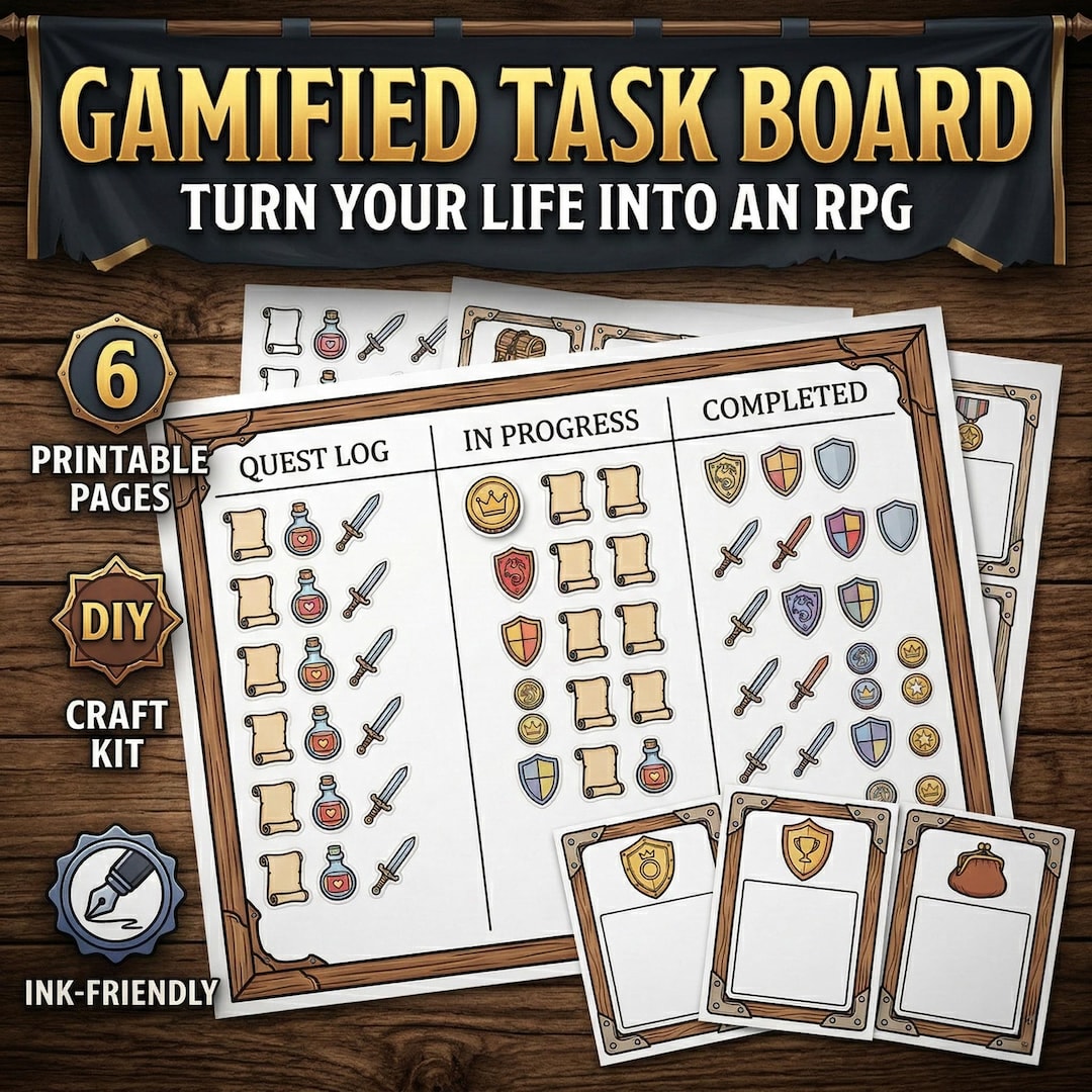 Gamified Task Board, ADHD Rpg Planner for Adults, Daily Quest Tracker ...
