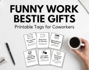 Funny Coworker Valentine Cards Printable | Work Bestie Gift Tags | Sarcastic Office Humor | Staff Appreciation Gift | Instant Download PDF