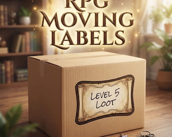 Fantasy Inventory Labels for Moving Boxes & Jars | RPG Sticker Sheet PDF | Bag of Holding Organizer | Gamer Pantry Decor | DnD Gift