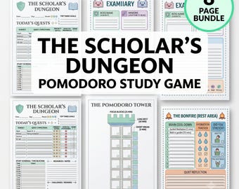 Pomodoro Study Planner Printable, Gamified ADHD Student Tracker, College Exam Prep Game, RPG Focus Board, Productivity Tool, Study Tracker