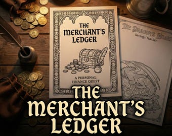 RPG Budget Planner Printable, The Merchant's Ledger PDF, Gamified Finance Journal, ADHD Savings Tracker, D&D Inspired Money Log, Debt Payoff