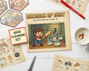 Dungeon of Dust | Gamified Cleaning Tracker for ADHD | Pixel Art Chore Chart | RPG House Cleaning Game | Printable To-Do List | Cozy Gamer