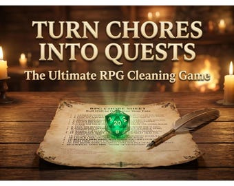 ADHD Cleaning Game Printable PDF | D20 RPG Chore Chart | Roll for Chores Gamified Tracker | Neurodivergent Housework System for Adults
