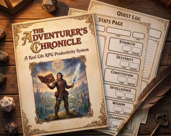RPG Life Planner | D&D Character Sheet Habit Tracker | Gamified ADHD Productivity Journal | Quest Log PDF | Hero's Journey Goal Setting
