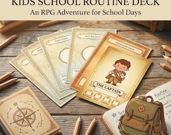 Schulroutine-Kartenset für Kinder – Rollenspiel-Vorlage für die Zeit vor und nach der Schule | Hausaufgaben-Tracker | Gamifiziertes PDF zum Schulstart