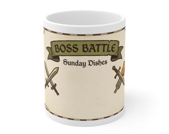 Boss Battle Sonntagsgerichte-Tasse | RPG-Gamer-Küchenkaffeetasse
