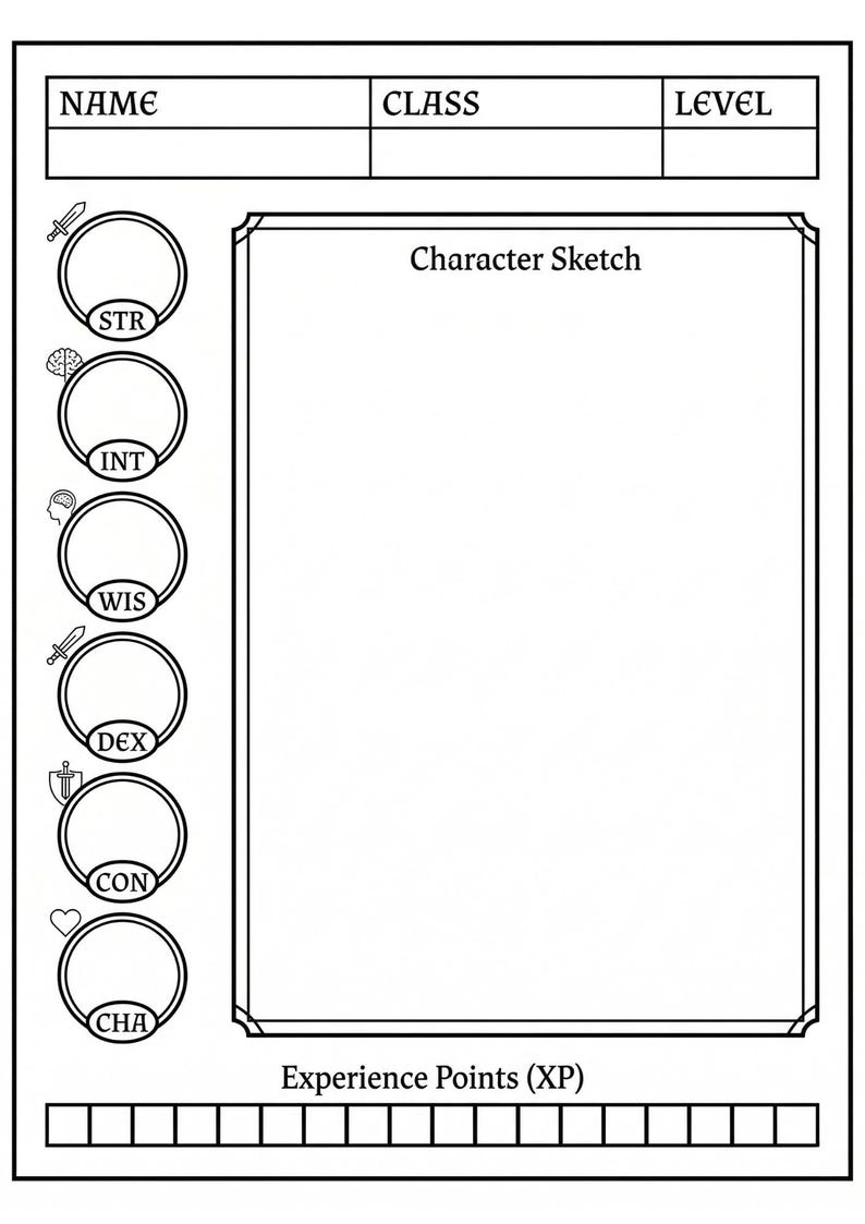 Character Space Map RPG Character Sheet, ADHD Habit Tracker, Gamified Life Planner, Skill ...