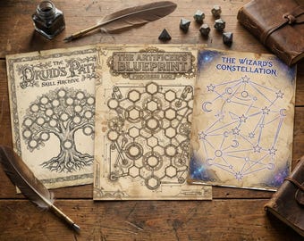RPG Skill Tree Printable PDF | Gamified Habit Tracker for ADHD Adults | Visual Goal Map | Druid Wizard Artificer Character Themes