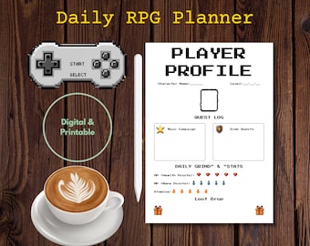 RPG Life Planner PDF, Gamified ADHD Quest Log, Daily Character Sheet, 8-Bit Habit Tracker, Dopamine Menu, Neurospicy Organization