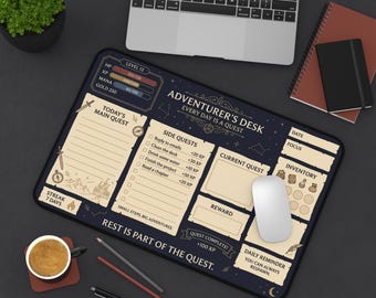 Schreibtischunterlage für Abenteurer, Rollenspiel-Quest-Tracker | Mauspad für Gamer-Planer