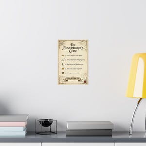 The Adventurer's Code Poster, RPG Motivational Wall Art, Fantasy Quest Journal Print, Gamer Room Decor, Level Up Your Life Print