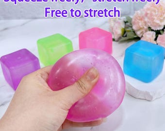Juguete blando de maltés con forma de cubo de hielo grande, juguete sensorial antiestrés de crecimiento lento, juguete antiestrés ASMR, juguete antiestrés de maltés de crecimiento lento, juguete blando de cubo de hielo