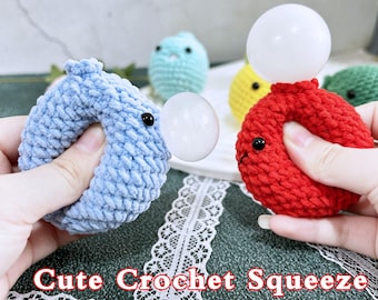 Pelotas antiestrés de ganchillo hechas a mano, lindo juguete antiestrés para apretar, bola antiestrés de ganchillo, juguete antiestrés blando, pelota antiestrés con forma de bollo de ganchillo, juguete kawaii