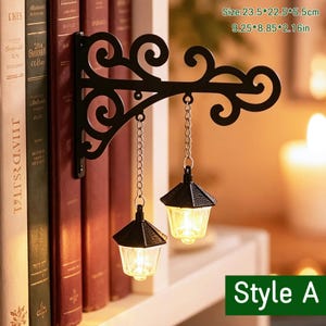 Halloween Library Light,Wrought Iron Scroll Shelf Lamp,Book Nook Decor,Boo Ghost Bookshelf Lamp,Gothic Library Lantern,Fantastic Shelf Decor