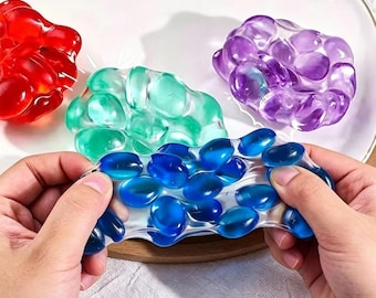 Bead Squishy Stress Ball,Crunchy Sensory Fidget Toy,Crunchy ASMR Fidget Toy,Crunchy Sensory Ball,Jelly Squeeze Beads Fidget Toy,Crunchy Ball