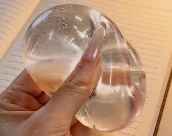 Pelota blanda transparente con purpurina y cristal, antiestrés de crecimiento lento y transparente, ASMR crujiente y sensorial, juguete antiestrés para aliviar la ansiedad, lindo juguete relajante para el escritorio.
