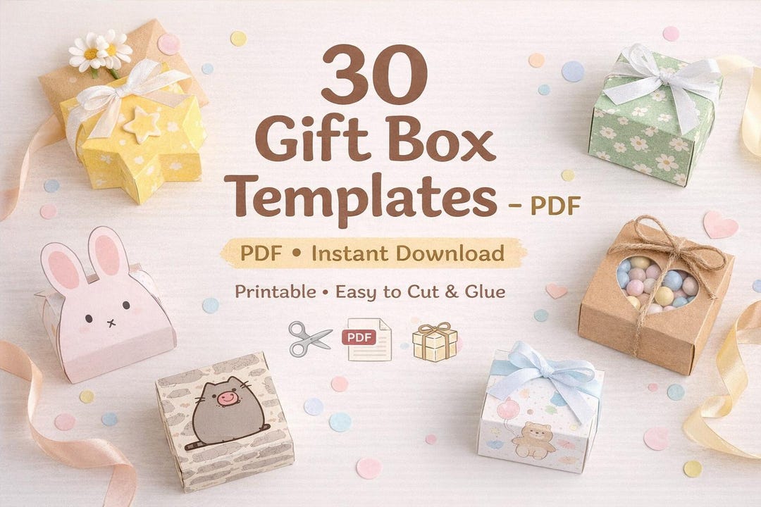 30 Printable Gift Box Templates PDF | Mini Party Favor Packaging | Kids ...