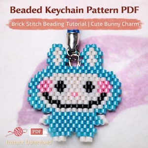 Beaded Keychain Pattern PDF | Brick Stitch Beading Tutorial | Cute Bunny Charm | Digital Download