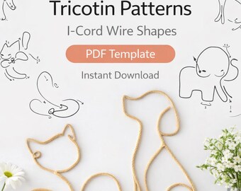 Trikotin djurmallar PDF | 11 former | I-Cord mönster | Stickdocka | Digital nedladdning