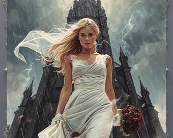 Inquebrantable – Una novia en la tormenta | Mural para la fuerza femenina | Arte de mujeres poderosas | Descarga digital