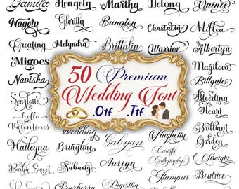 50 Wedding Fonts Bundle | Elegant Script, Calligraphy (Digital Download)