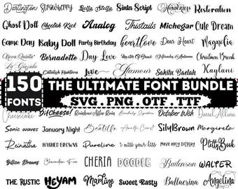 Ultimate Font Bundle :150 TTF & SVG Fonts for Cricut, Canva, Procreate Crafting - Digital Download