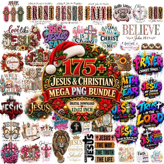 175 Christian PNG Bundle, Jesus PNG, God Png, Bible Verse PNG, Faith Png, Blessed Png, Religious Sublimation Designs, Digital Download