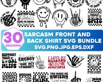 Retro Sarcasm Shirt SVG Bundle, Funny Quotes Clipart (Digital Download)
