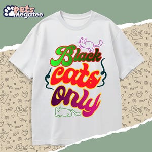 Minimalist Black Cat Silhouette T-Shirt, Simple Feline Outline Tee, Modern Pet Lover Graphic, Stealthy Cat Design