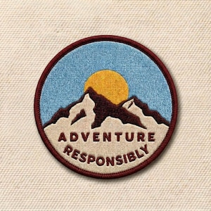 Triangle Adventure Responsibly Patch Iron On Embroidered Outdoor Badge Hiking Camping Nature Travel Applique