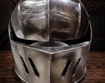 Medieval Sallet Helmet | Polished Steel Knight Armor Replica | Wearable Cosplay Costume | LARP Gif