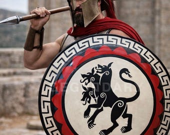 Ancient Spartan Lion Shield – Greek Hoplite Battle Inspired Round Armor | Decorative Warrior Prop