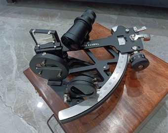 Aluminum Nautical Sextant with Telescope | Black Maritime Navigation Instrument | Gift For Him