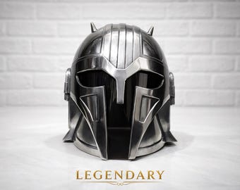 Medieval Armor Helmet | Steel Legendary Warrior Helmet -Adult Cosplay & Display Prop