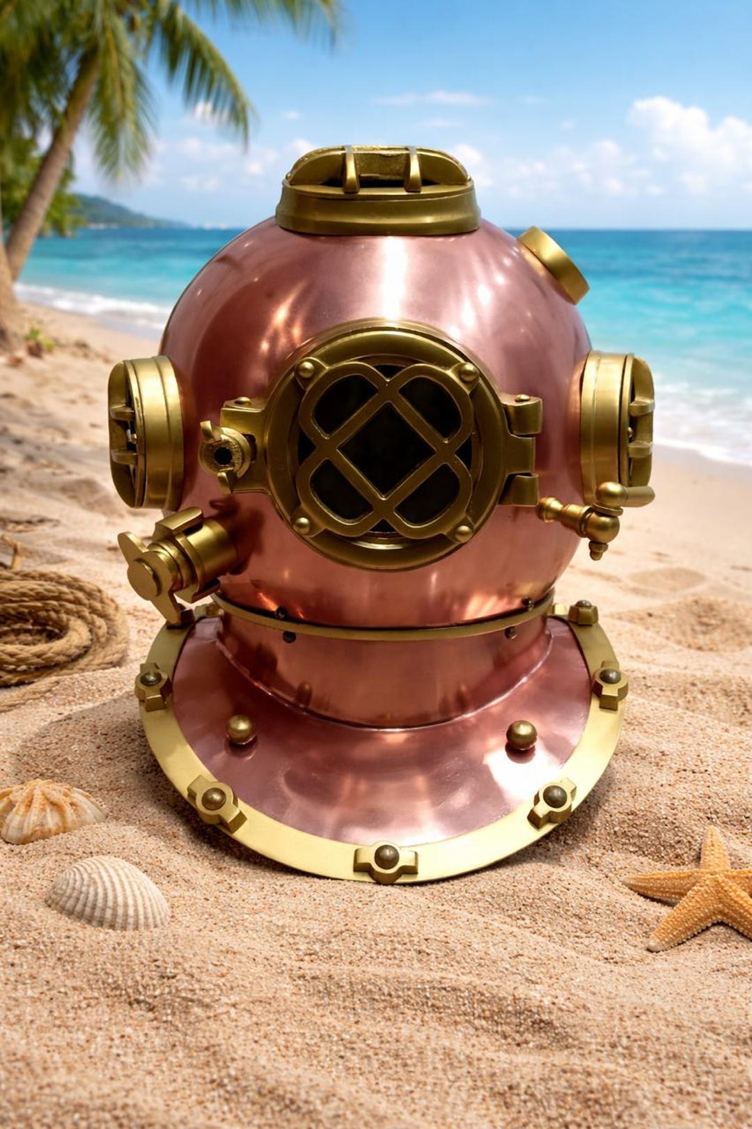 US Navy Mark V Diving Helmet Replica – Copper & Brass Deep Sea Scuba ...