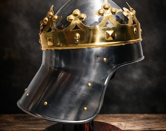 Medieval King Crown Helmet | Knight Armor Helmet | Renaissance  LARP Costume |  Gift Collectible