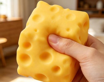 Cute Cheese Squishy Toy, Slow Rising Squeeze Fidget Toy, Soft ASMR Crunchy Desk Decor, Food Theme Collectible Squishy, Cute Party Favor Gift