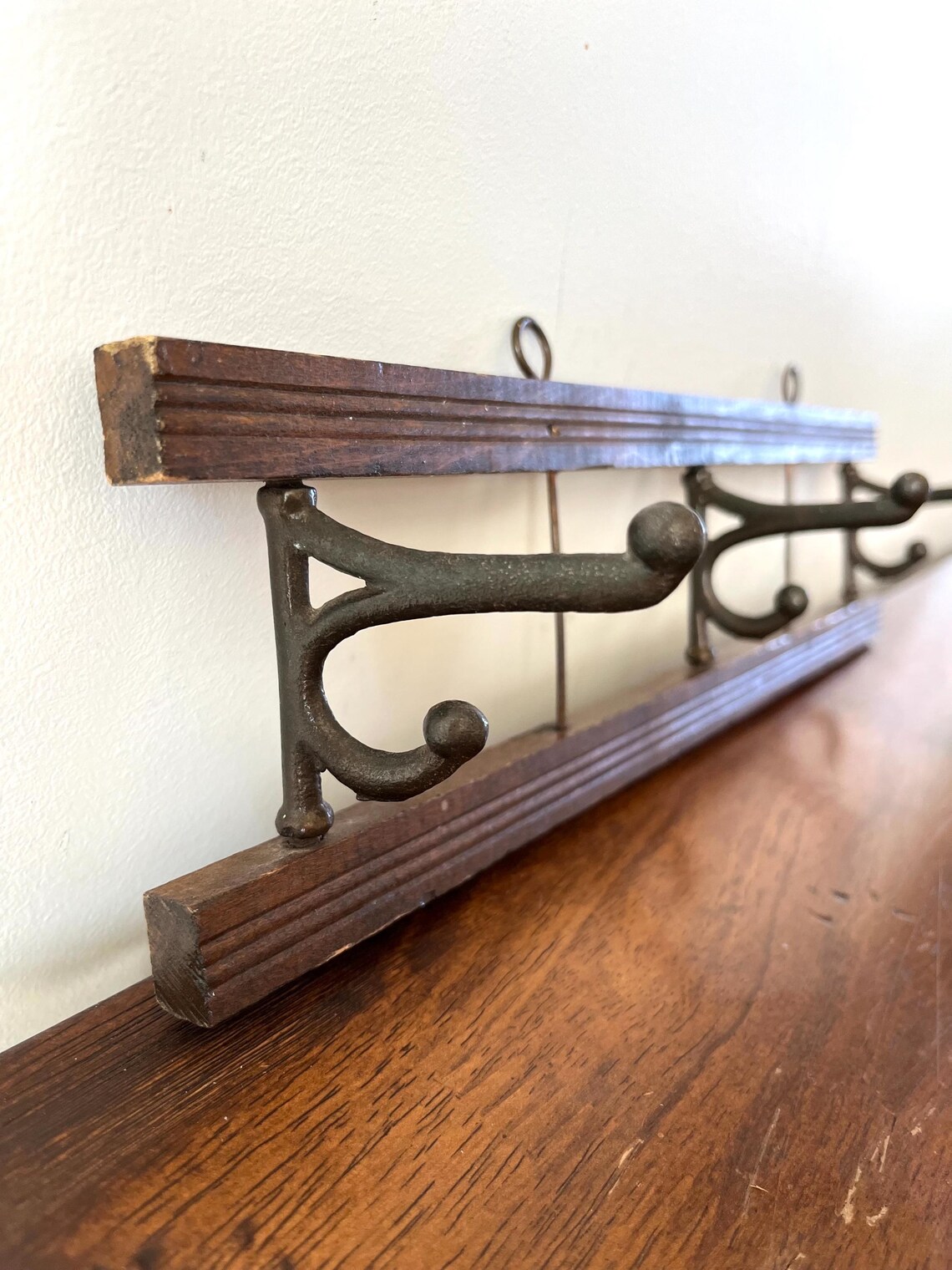 Vintage Coat Rack / Collapsible / Wall Mounted / Three Cast Iron Swivel ...