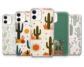 Coque de portable cactus Desert succulentes pour iPhone 17Pro Max, 16, 15, 14, 13, 12, Samsung S26, S25, S24, S23Fe, A16, A56, Pixel 10, 9Pro