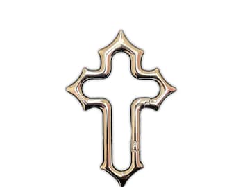 Silver Cross Carabiner Clip | Religious Keychain, Y2K Gothic Accessory