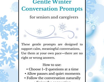 Winter Conversation Prompts for Seniors, Printable Caregiver Activity, Dementia Friendly PDF, Reminiscence Questions